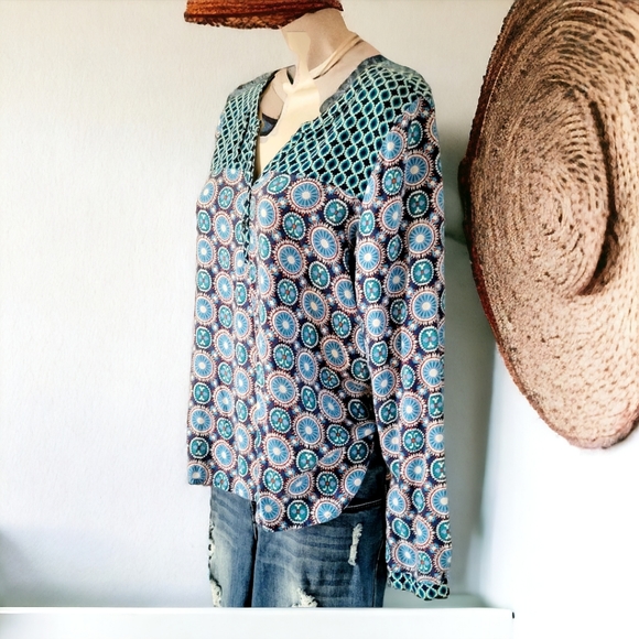 Bohemian Hippie longsleeve flowy blouse size medium - Picture 6 of 11